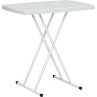 Table de jardin, table d'extérieur portable en plastique et métal, table bistro, pour terrasse, jardin, blanche
