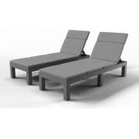 Iztoss – Transat bain de soleil réglable – Lot de 2 – Plastique PP résistant aux intempéries – Dossier ajustable 4 positions – Dimensions 60x187x30cm