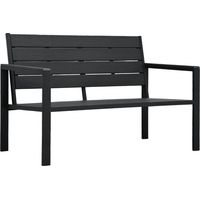 Banco de jardín mobiliario de exterior para terraza 120 cm HDPE negro aspecto madera 020011206