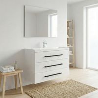 Naturel Meuble de salle de bain avec lavabo Naturel Cube Way 100x76,5x40 cm blanc brillant (CUBE21003BL)