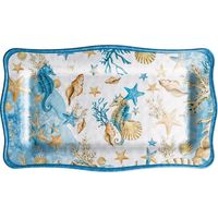 Regalo Italiano Vassoio Rettangolare Melamina Shell 48 x 28 Cm H 2 Cm Blu 1 Pz