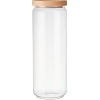 KitchenCraft Idilica Bocal de en verre avec couvercle de en bois de en hêtre, Bocal hermétique en verre avec couvercle de en bois pour le rangement et l'organisation dans la cuisine, 1300ml