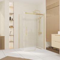 Parete Laterale Fissa 80x200 cm - Oro Dorato Spazzolato - Vetro Temperato 6 mm