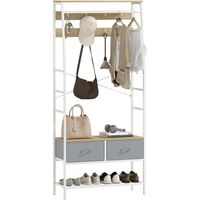 Perchero Zapatero con Zapatero Ganchos Cajones Barra y Eatante para Entrada Pasillo Salón 80x30x180,5 cm Natural