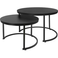 ML-Design Couchtisch 2er Set rund Ø59x40cm/Ø74x48cm, Schwarz matt MDF-Platte, Schwarze Metallrahmen, Beistelltisch-Set, Satztische in 2 Größen, 2 teilig Wohnzimmertische, Sofatische Kaffeetische Set