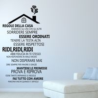 Wallflexi - Adesivi da parete Regole della casa 2 - Italian, rimovibili autoadesivi, per soggiorno, cucina, ufficio, ristorante, bar, caffetteria, hotel, decorazione per la casa, multicolore