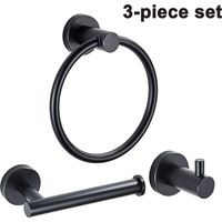 Ensemble d'accessoires de salle de bain 3 pièces : crochet pour peignoir, porte-serviettes et porte-papier toilette pour porte-serviettes mural robuste.