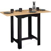 Ausziehbarer Bar-Hochtisch DONA 2-4 Personen schwarz Tischplatte in Buchenoptik 60-120 cm