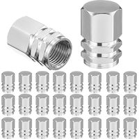 24 PCS Car Tire Valve Stem Cap, Car Tyre Valve Dust Caps, Hexagon Shape Design Tire Valve Stem Caps, Leak-Proof Air Caps Cover, Aluminum Alloy Car Tire Cap Universal for Truck, Suv, Bicycle