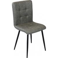 Sedia da interno sala da pranzo con struttura in metallo e seduta larga rivestita in ecopelle Ginter - DarkGray