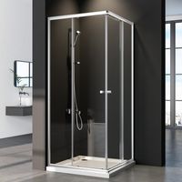 Duschkabine 75x90 cm Eckeinstieg mit Schiebetüren, 6mm ESG Glas Duschabtrennung Duschwand Doppel Schiebetür, Höhe 185cm