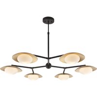 Merano Tivoli Plafonnier semi-affleurant à 6 ampoules au fini or et bronze foncé avec verre opale