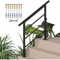 Rambarde d'escalier 95 cm avec kit d'installation, angle réglable pour 1 à 3 marches, noire produit de qualité avec garantie satisfait ou remboursé