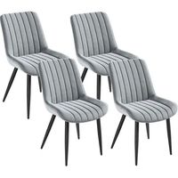 HavenlyHome - Lot de 4 Chaises Salle à Manger, Velours, Gris, Rembourrée, Dossier Ergonomique,Réglables,Pour Salon Chambre à Coucher