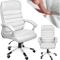 Fauteuil de bureau rotatif à 360° réglable cuir synthétique blanc
