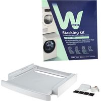 Kit de superposition lave-linge et sèche-linge avec tablette coulissante – Sangle de sécurité – Charge max 10 kg – Installation sans vis – Wpro
