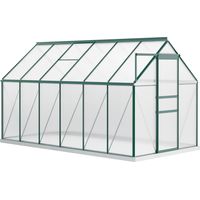 Serra da Giardino in Policarbonato 190x375x199cm Finestra Apribile Porta Scorrevole Struttura Alluminio Verde