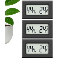 Set mit 3 digitalen Mini-Innenthermometern und -Hygrometern zur genauen Messung der Luftfeuchtigkeit in Innenräumen.