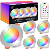 Spots LED Encastrable 8W (équivalent 60W) Découpe Ф68-85mm, travailler avec Alexa(Un dispositif Echo est nécessaire), IP44 Rond Spot Encastrable CCT + RGB contrôlé par APP (Lot de 4)