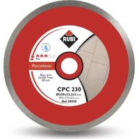 RUBI Lama diamantata a taglio continuo CPC PRO Taglio fine de Gres Gres Piastrelle di gres porcellanato con spessore inferiore a 20 mm Speciale per il taglio a croce Diametro esterno: 230 mm CPC-