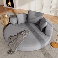 Klappsofabett aus Cord oval 173x176 cm, multifunktional, mit Kissen, für Wohnzimmer & Gäste