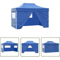 Tente de réception pliable, Barnum Pergola Pavillon Chapiteau Tonnelle de Jardin avec 4 parois latérales 3 x 4,5 m Bleu FCV10819