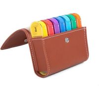 Pilulier Semainier 7 Jours 28 Compartiments Amovibles Portable Pilulier Portefeuille Distributeur Médicament en Cuir Boîte à Pilule
