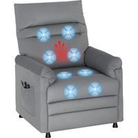HOMCOM sillón relax reclinable eléctrico con calor lumbar masaje vibración, motor silencioso, función de memoria, almohada, control remoto, gris