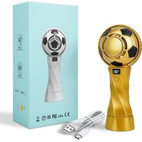 Ortviai Ventilateur de Main Football 2026 - Édition Trophée Or "World Cup Fan Cooler" - Refroidissement par Glace, Turbo Haute Vitesse, Batterie 5000mAh, 6 Vitesses - Design Soccer Premium - Doré