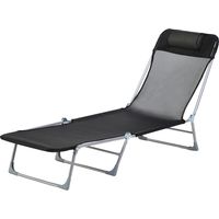 Sdraio pieghevole metallo textline reclinabile cuscino 182x56x28 cm nero