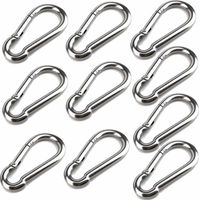 10 Mousquetons De 40 Mm X 4 Mm, Mousqueton En Acier Inoxydable 304 Avec Mousqueton, Capacité De Charge Jusqu'À Environ 80 Kg.