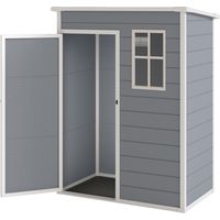 Outsunny Casetta da Giardino con Finestra Porta Bloccabile e Presa d'Aria Grigio