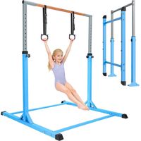 Trintion Gymnastics Bar for Kids, Gymnastics Bars with Rings Height Adjustable Horizontal Bar Safe and Stable Gym Bar for Home Training, Garden, Outdoor & Indoor Use (Blue)