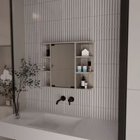 Botiquin Milan en melamina con espejo incluido y estantes , 50 cm X 60 cm X 19 cm , Gris / plata