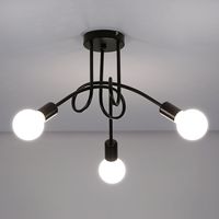 GOECO Modern Ceiling Light, E27 Vintage Iron Ceiling Lamps, 3-Light Chandelier for Living Room Kitchen Restaurant, Diameter 55cm (Bulb is not included)