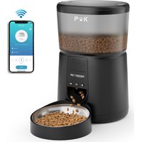 Futterautomat 4 L 2,4-G-WLAN-Futterspender für Katzen und Hunde, verbundene App, 10-s-Sprachaufzeichnung, 1–10 Mahlzeiten pro Tag (Schwarz)