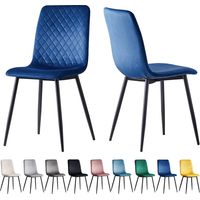Esszimmerstühle LEXI im 2er Set, mit Samtbezug & Metallbeinen, Designerstuhl, Blau