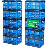 Lot de 10 boîtes pliantes Novaliv bleues - Panier pliable 16 L avec poignées - Panier de courses polyvalent - Boîte de rangement pratique