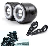 Gruppo ottico doppio a LED per moto con staffe di montaggio, faro a LED con abbaglianti/anabbaglianti DRL