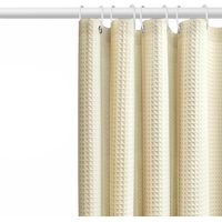 Rideau de douche en tissu gaufré avec anneaux, imperméable, anti-moisissure, polyester, très résistant, pour baignoire et douche, 180 x 180 cm (crème)