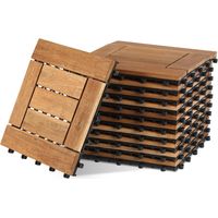 Jopassy Set di piastrelle per terrazzo 30x30 cm in legno,piastrelle per pavimenti in legno di acacia,pavimento in piastrelle di legno,piastrelle a incastro marroni 99x
