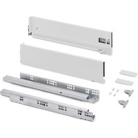 Emuca Cassetto esterno Vertex con regolazione 3D altezza 131mm, 60kg, profondità 500mm, Acciaio, Verniciato bianco