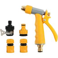 Garden Hose Pipe Spray Watering Gun Set, Pressurised Spray Gun for Plants Lawns Watering,Bike and Car Pet Washing, Including Universal Tap Adapter,