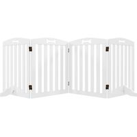 Barrera de Seguridad para Perros Valla para Perros Plegable 207,5 cm con Pies Extraíbles para Escalera Pasillo Blanco