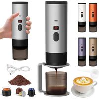 Machine a Cafe Portable avec Support,Nouveau Cafetière Portable 3 en 1,Affichage Intelligent Machine a Cafe,Rechargeable Cafetiere Electrique Compatible avec Cup et Café Moulu (Blanche-1)