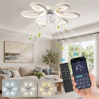 HEMVOR Plafonnier Ventilateur de Plafond Tressé 6 Têtes Télécommande 65cm