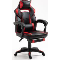 Bolli – Chaise gaming ergonomique avec repose-pied – Soutien lombaire et appui-tête – Inclinaison 90° à 135° – Capacité 200 kg – Noir et rouge