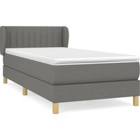 Lit simple Lit adulte Sommier à lattes de lit avec matelas Gris foncé 80x200 cm Tissu