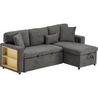 Canapé L-Shape Convertible Oxford Fabric DARK GREY 215.00 x 131.00 x 85.00 ZIPSOFA