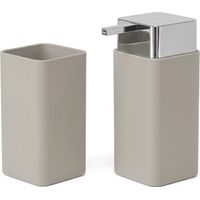 Set accessori bagno con dispenser e portaspazzolini beige e cromo Star